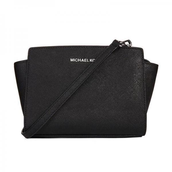 MICHAEL KORS 迈克.科尔斯 MK女包 黑色皮革女士小号手提单肩包 30T3SLMM2L BLACK 